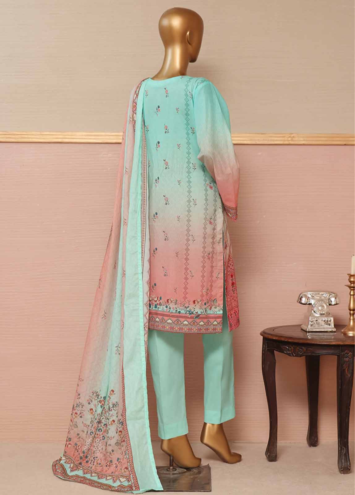 Bin Saeed Fabric - SMLE-0121- 3 Piece Embroidered Stitched Suit