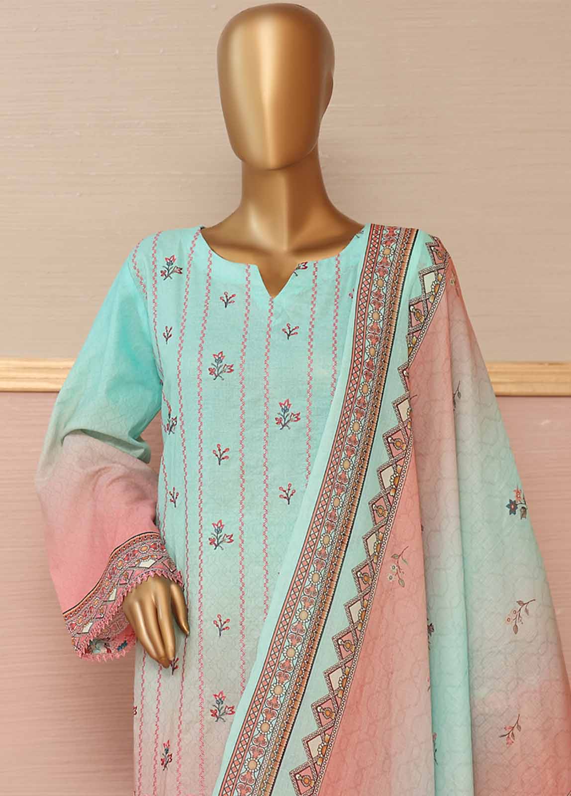 Bin Saeed Fabric - SMLE-0121- 3 Piece Embroidered Stitched Suit