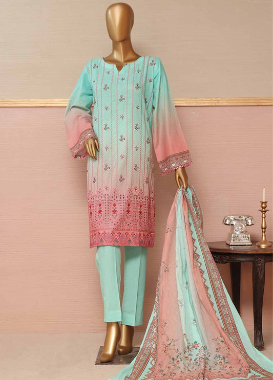 SMLE-0121- 3 Piece Embroidered Stitched Suit