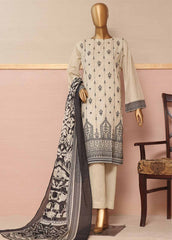 SMLE-0122- 3 Piece Embroidered Stitched Suit