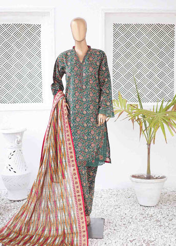 Bin Saeed Fabric - SMLE-0123-3 Piece Cutwork Kari Stitched Suit