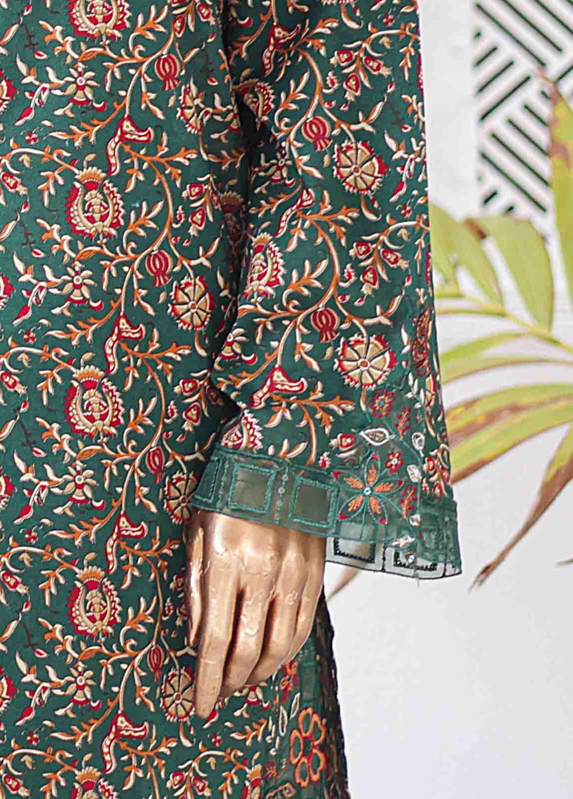 Bin Saeed Fabric - SMLE-0123-3 Piece Cutwork Kari Stitched Suit