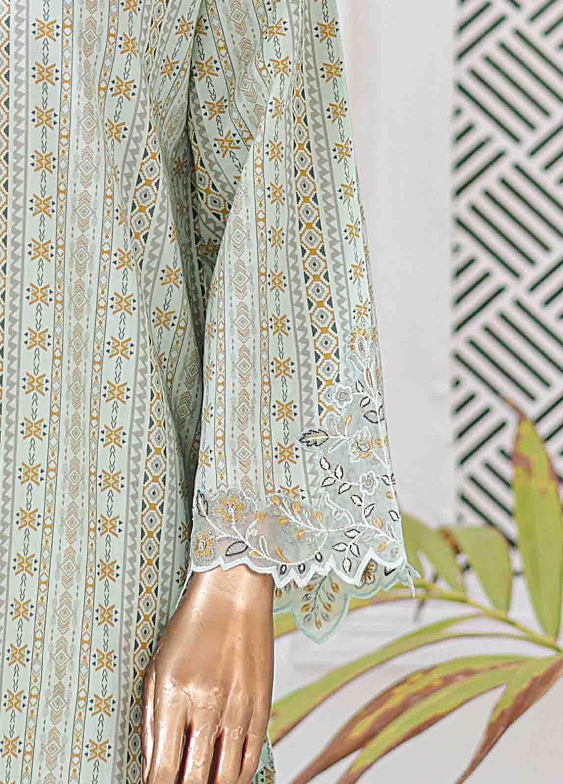 Bin Saeed Fabric - SMLE-0125-3 Piece Cutwork Kari Stitched Suit