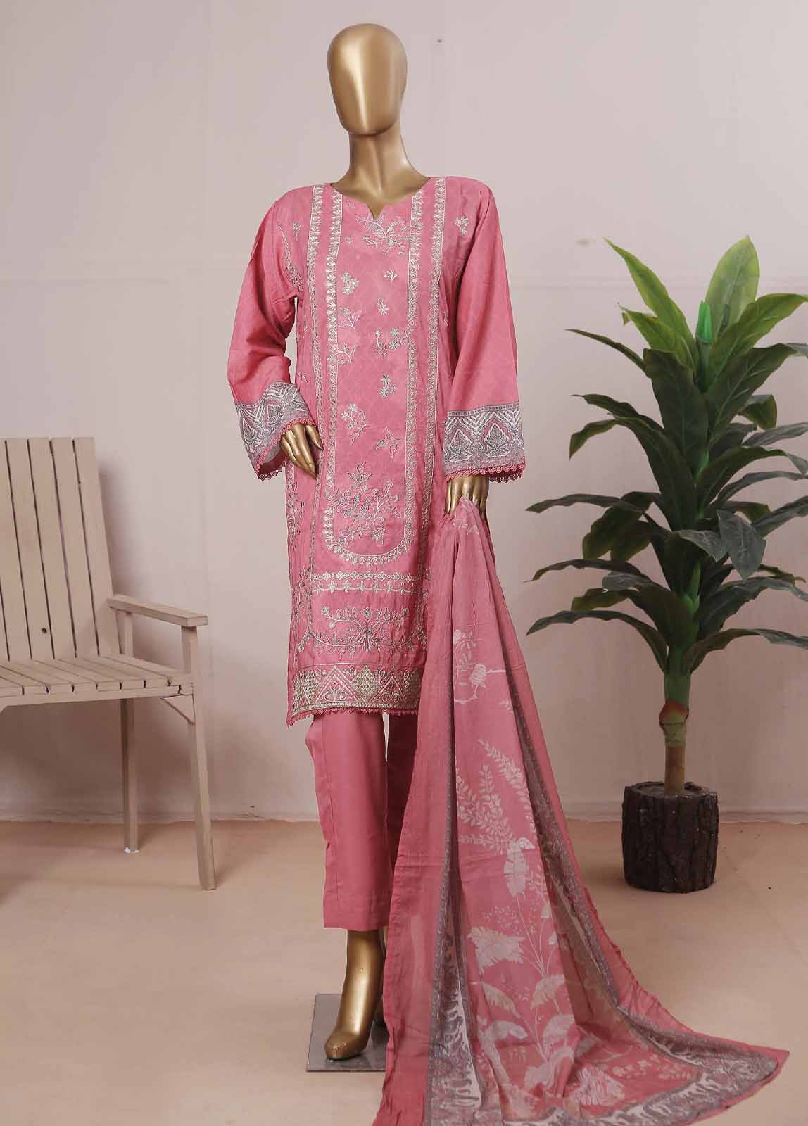 Bin Saeed Fabric - SMLE-0126- 3 Piece Embroidered Stitched Suit
