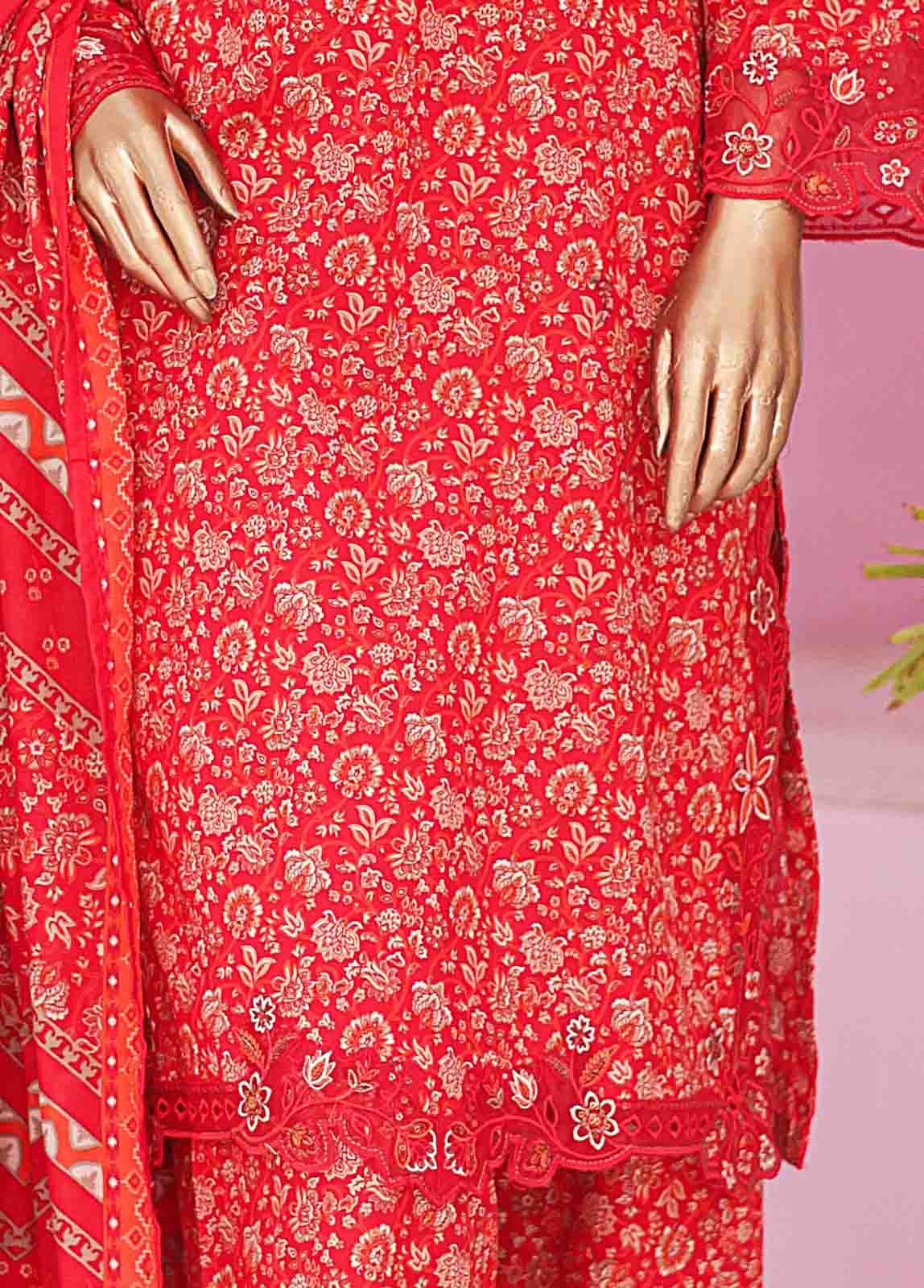 Bin Saeed Fabric - SMLE-0131 B-3 Piece Cutwork Kari Stitched Suit