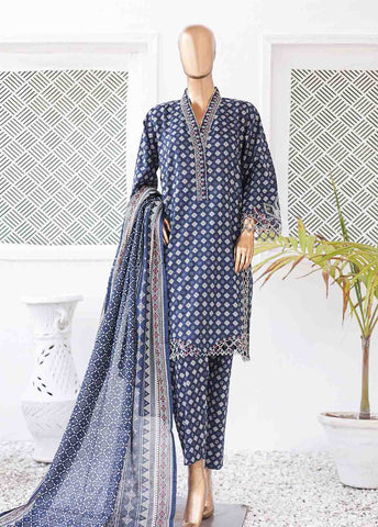 Bin Saeed Fabric - SMLE-0132 A-3 Piece Cutwork Kari Stitched Suit
