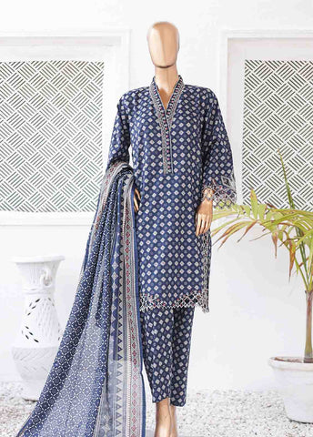 Bin Saeed Fabric - SMLE-0132 A-3 Piece Cutwork Kari Stitched Suit