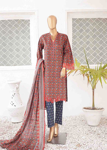 Bin Saeed Fabric - SMLE-0133-3 Piece Cutwork Kari Stitched Suit