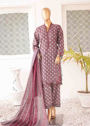 Bin Saeed Fabric - SMLE-0134-3 Piece Cutwork Kari Stitched Suit