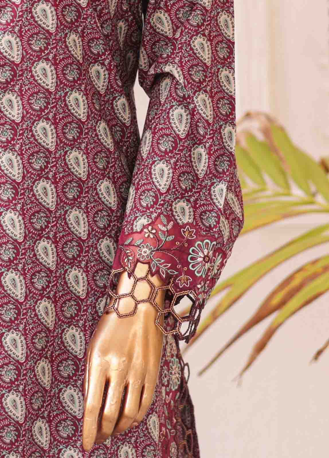 Bin Saeed Fabric - SMLE-0134-3 Piece Cutwork Kari Stitched Suit