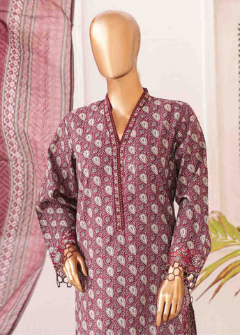 Bin Saeed Fabric - SMLE-0134-3 Piece Cutwork Kari Stitched Suit