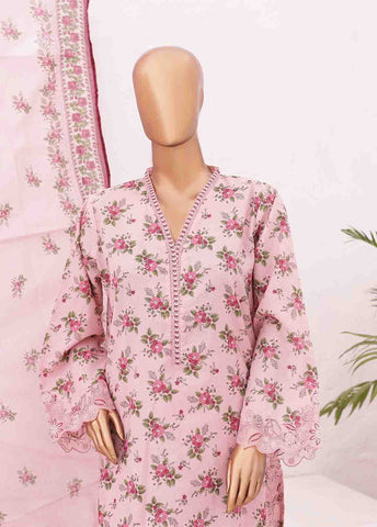 Bin Saeed Fabric - SMLE-0137-3 Piece Cutwork Kari Stitched Suit