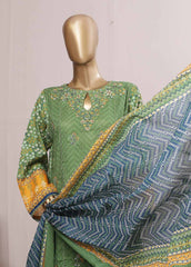 SMLE-0140- 3 Piece Embroidered Stitched Suit