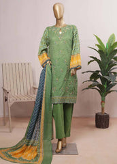 SMLE-0140- 3 Piece Embroidered Stitched Suit