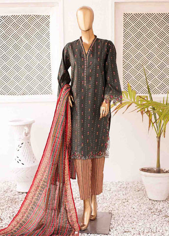 Bin Saeed Fabric - SMLE-0140 A-3 Piece Cutwork Kari Stitched Suit