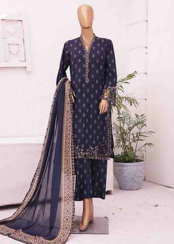 Bin Saeed Fabric - SMLE-0145-3 Piece Cutwork Kari Stitched Suit