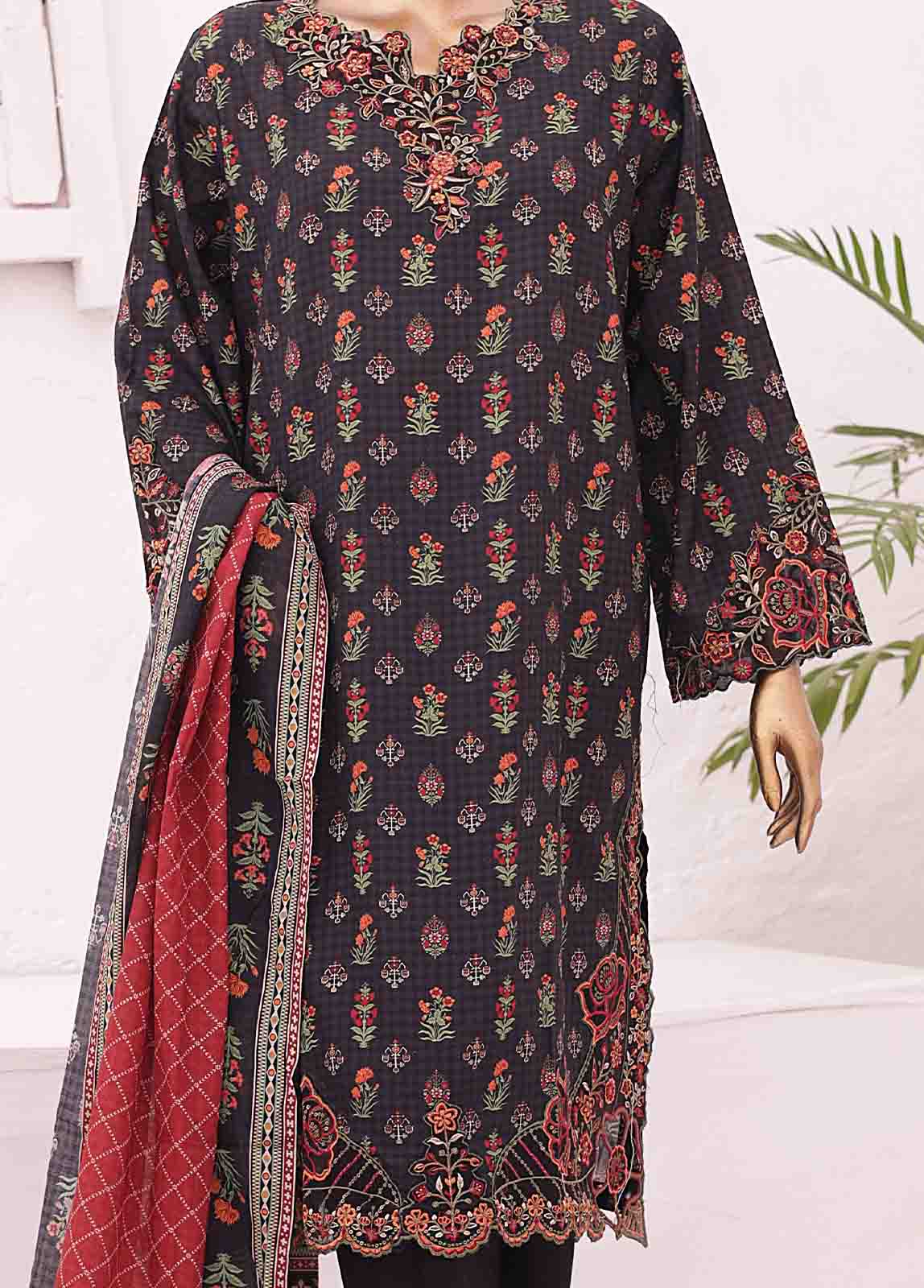Bin Saeed Fabric - SMLE-0167-3 Piece Cutwork Kari Stitched Suit
