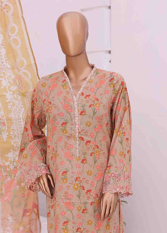 Bin Saeed Fabric - SMLE-0178-3 Piece Cutwork Kari Stitched Suit