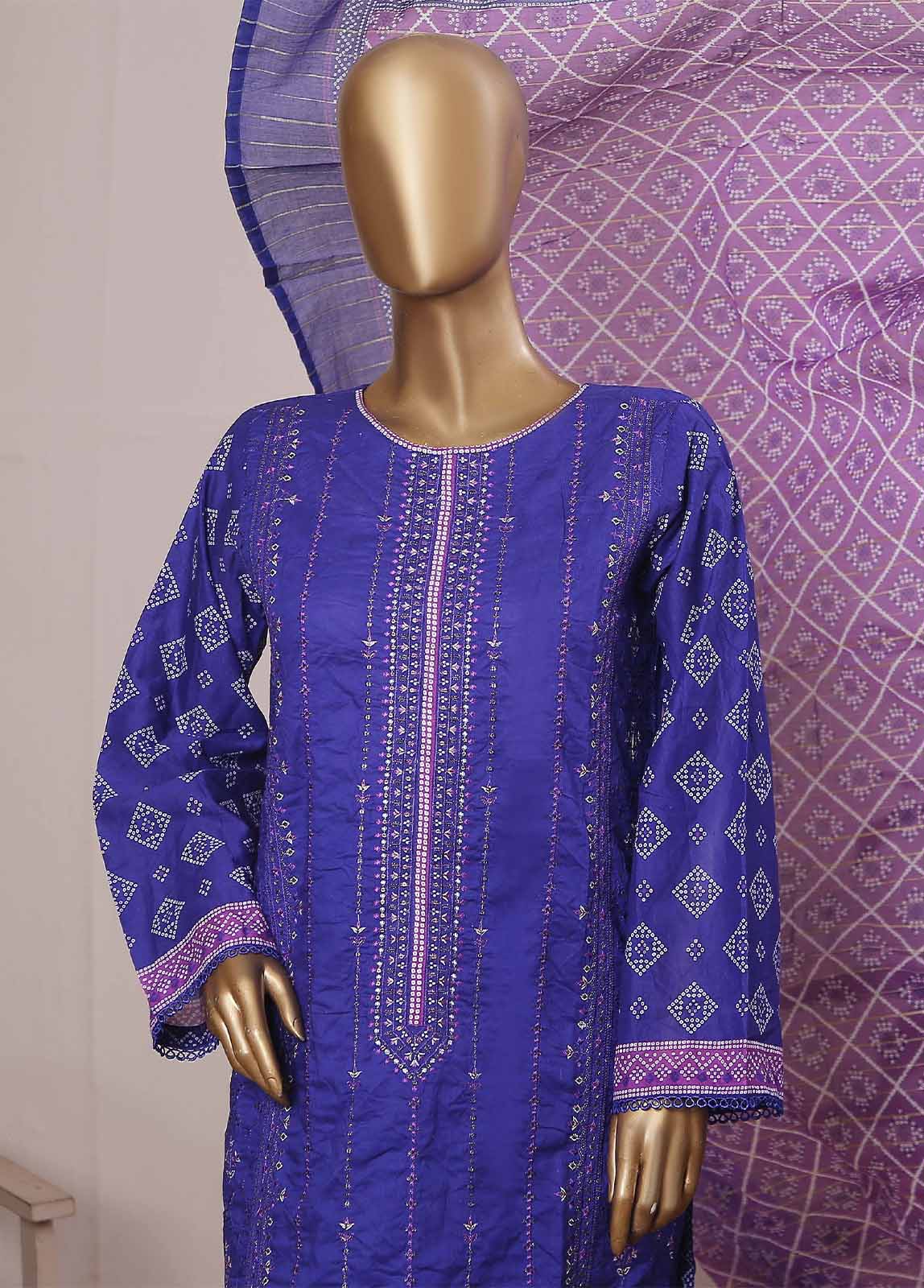 SMLE-0178- 3 Piece Embroidered Stitched Suit