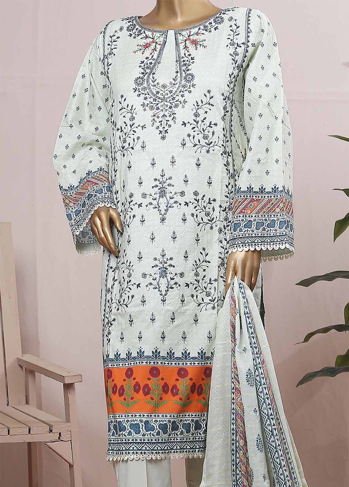 Bin Saeed Fabric - SMLE-0182- 3 Piece Embroidered Stitched Suit