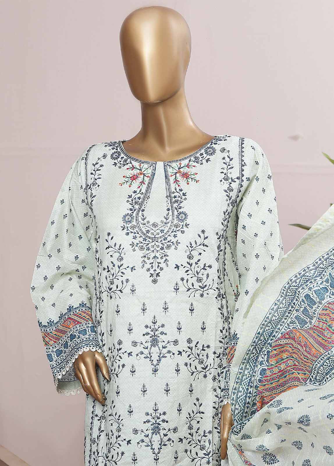 Bin Saeed Fabric - SMLE-0182- 3 Piece Embroidered Stitched Suit