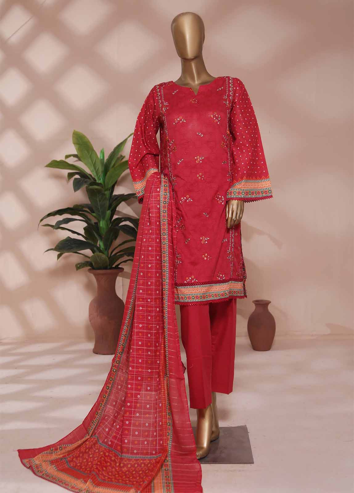 Bin Saeed Fabric - SMLE-0186- 3 Piece Embroidered Stitched Suit
