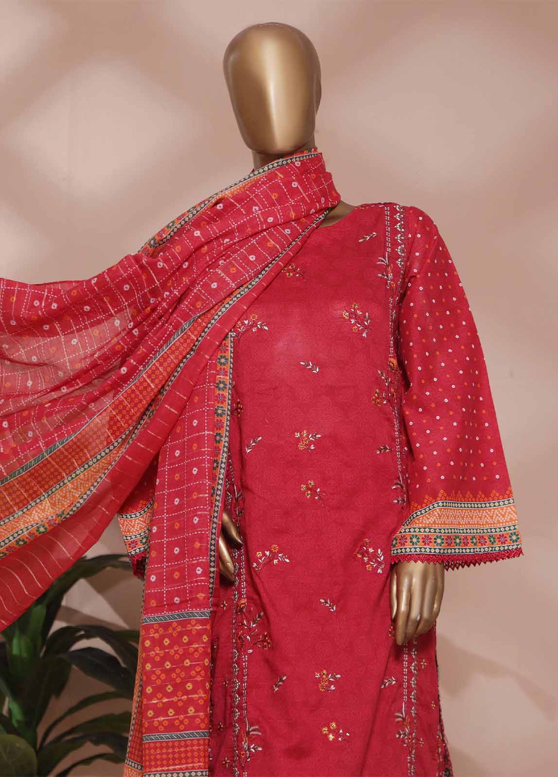 Bin Saeed Fabric - SMLE-0186- 3 Piece Embroidered Stitched Suit