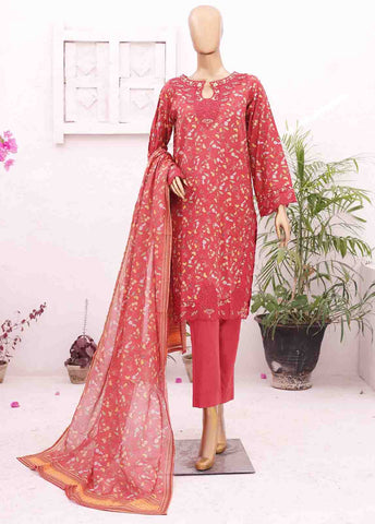 Bin Saeed Fabric - SMLE-0190-3 Piece Cutwork Kari Stitched Suit
