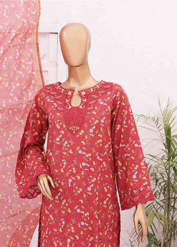 Bin Saeed Fabric - SMLE-0190-3 Piece Cutwork Kari Stitched Suit