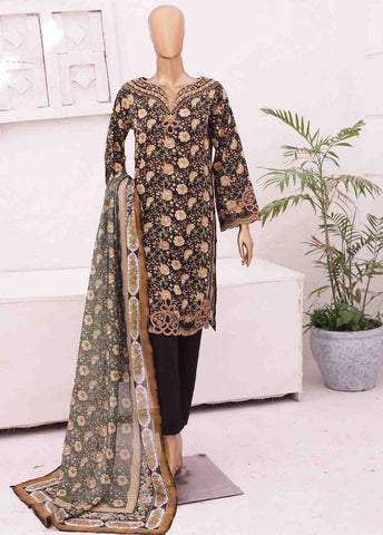 Bin Saeed Fabric - SMLE-0193-3 Piece Cutwork Kari Stitched Suit