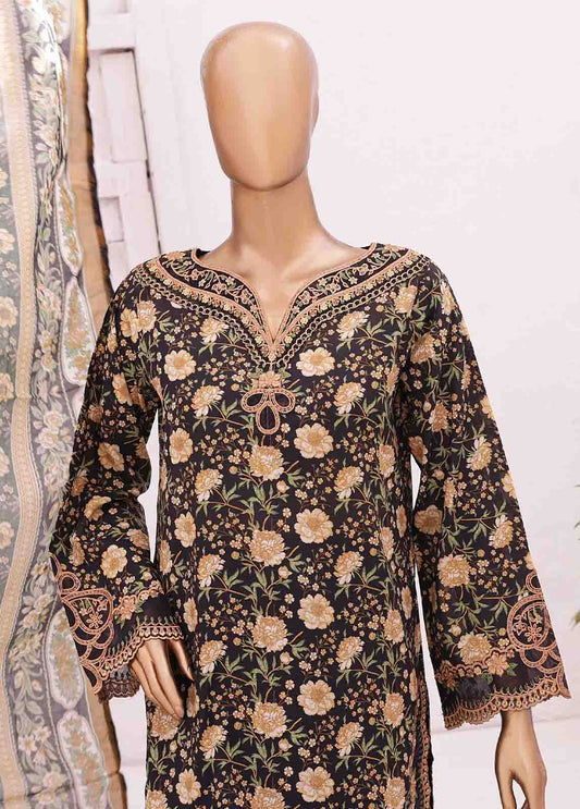 Bin Saeed Fabric - SMLE-0193-3 Piece Cutwork Kari Stitched Suit