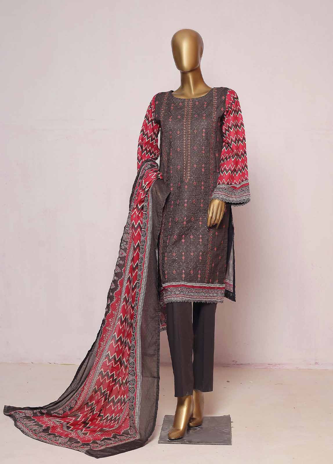 Bin Saeed Fabric - SMLE-0199- 3 Piece Embroidered Stitched Suit
