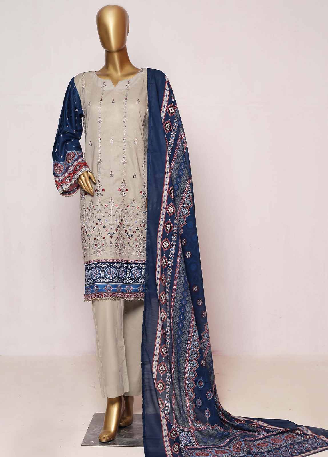 Bin Saeed Fabric - SMLE-0201- 3 Piece Embroidered Stitched Suit