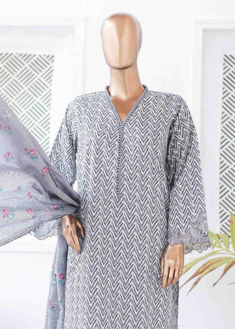Bin Saeed Fabric - SMLE-0202 A-3 Piece Cutwork Kari Stitched Suit