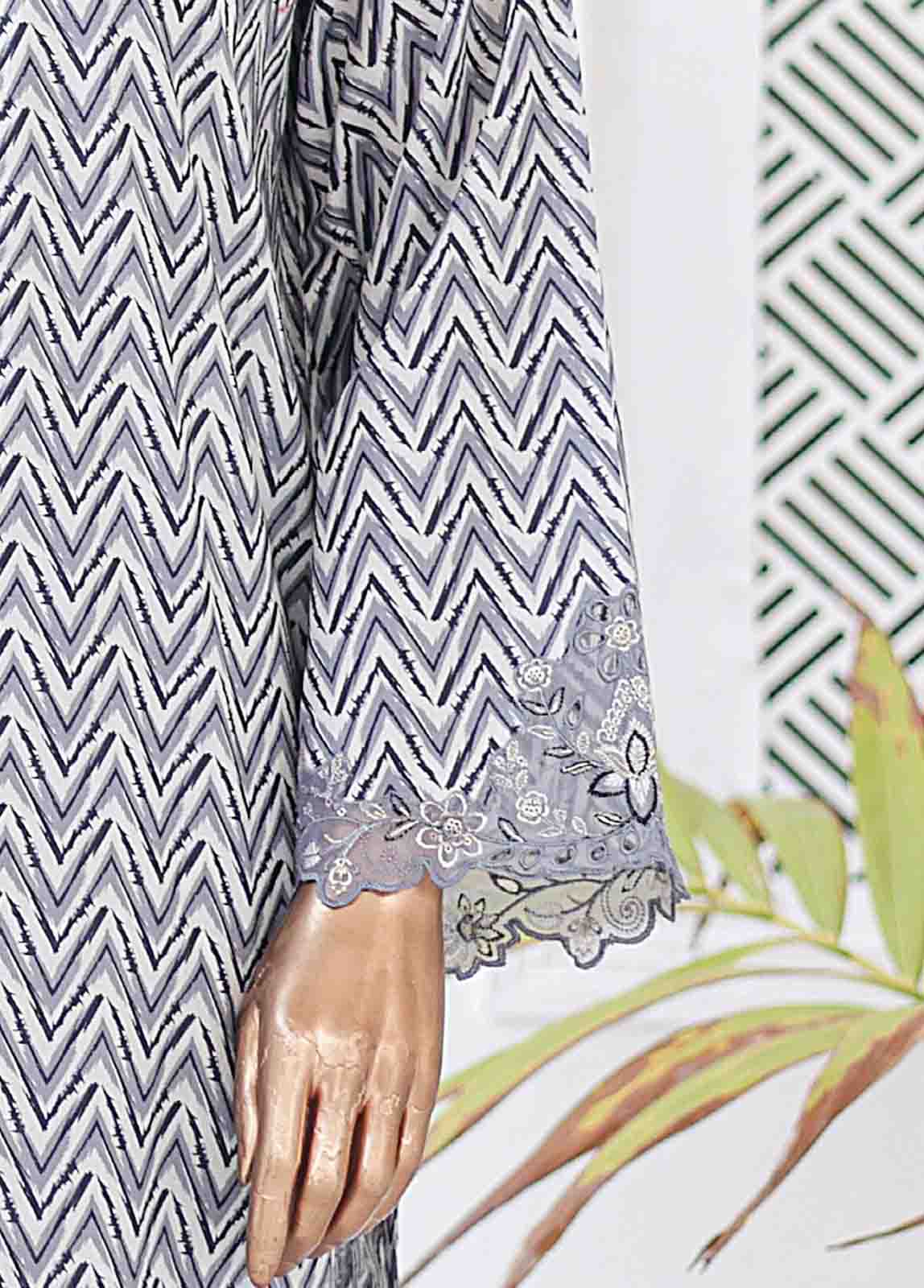 Bin Saeed Fabric - SMLE-0202 A-3 Piece Cutwork Kari Stitched Suit