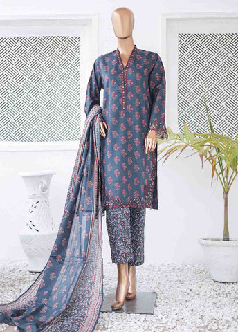 Bin Saeed Fabric - SMLE-0204 A-3 Piece Cutwork Kari Stitched Suit