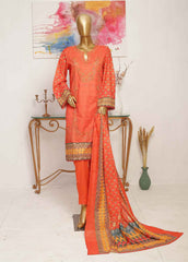 SMLE-0205- 3 Piece Embroidered Stitched Suit