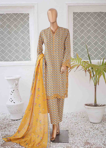 Bin Saeed Fabric - SMLE-0205 A-3 Piece Cutwork Kari Stitched Suit