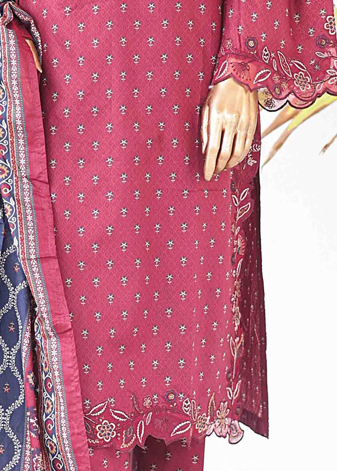 Bin Saeed Fabric - SMLE-0207-3 Piece Cutwork Kari Stitched Suit
