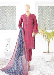 SMLE-0207- 3 Piece Embroidered Stitched Suit