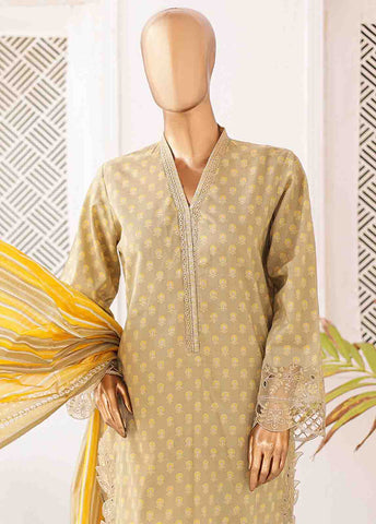 Bin Saeed Fabric - SMLE-0208 A-3 Piece Cutwork Kari Stitched Suit