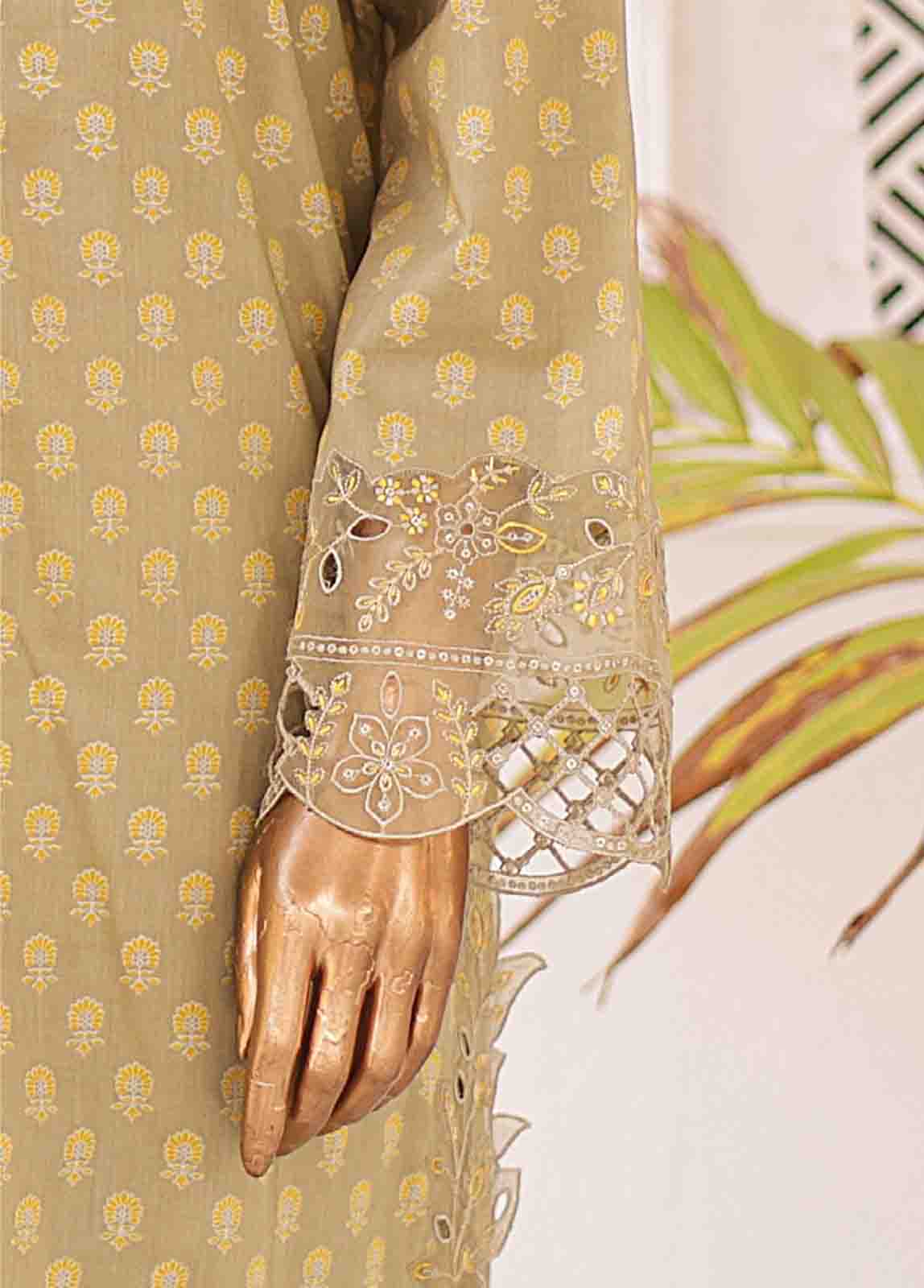 Bin Saeed Fabric - SMLE-0208 A-3 Piece Cutwork Kari Stitched Suit