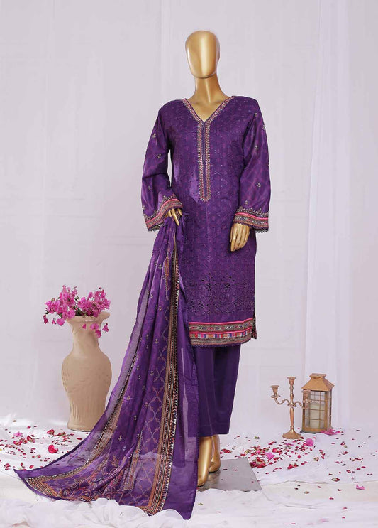 SMLE-0209- 3 Piece Embroidered Stitched Suit