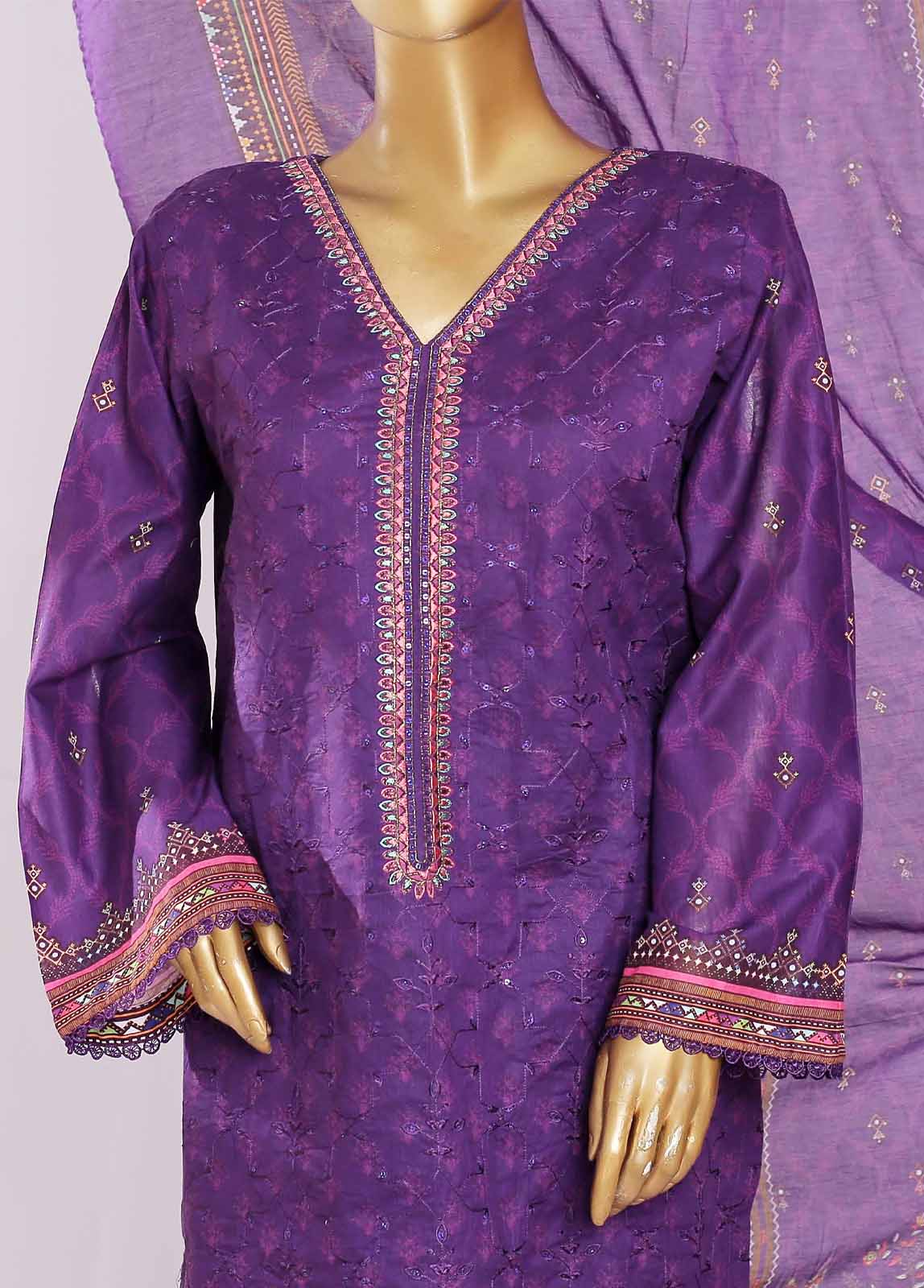 SMLE-0209- 3 Piece Embroidered Stitched Suit