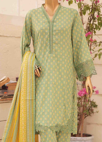 Bin Saeed Fabric - SMLE-0209 A-3 Piece Cutwork Kari Stitched Suit