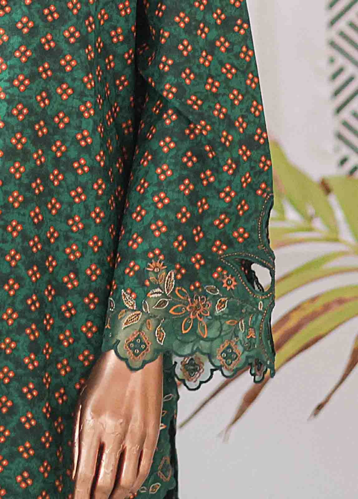 Bin Saeed Fabric - SMLE-0210 A-3 Piece Cutwork Kari Stitched Suit