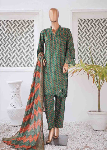 Bin Saeed Fabric - SMLE-0210 A-3 Piece Cutwork Kari Stitched Suit