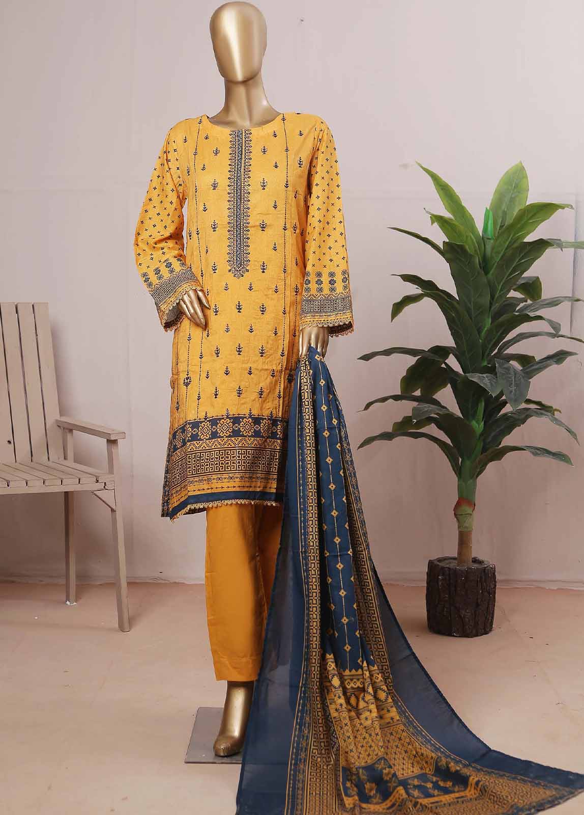 Bin Saeed Fabric - SMLE-0214- 3 Piece Embroidered Stitched Suit