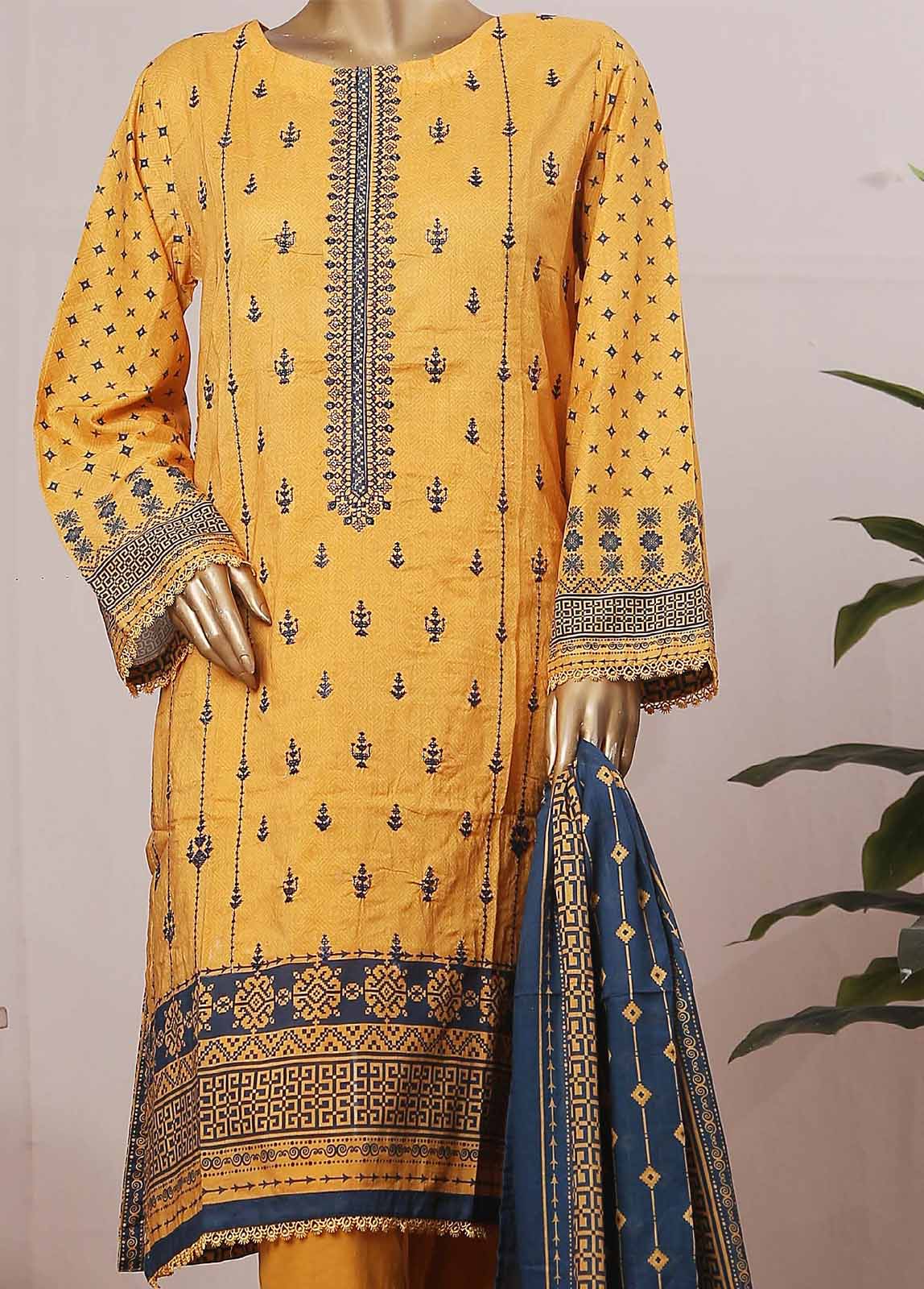 Bin Saeed Fabric - SMLE-0214- 3 Piece Embroidered Stitched Suit