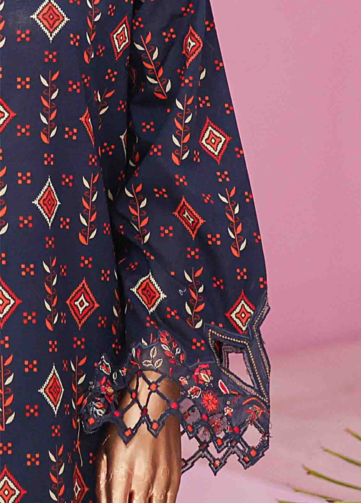 Bin Saeed Fabric - SMLE-0215 A-3 Piece Cutwork Kari Stitched Suit